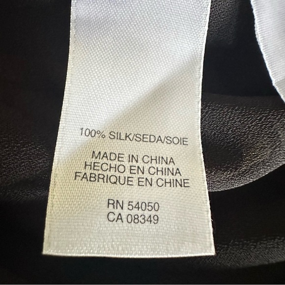 Anne Klein Blouse Womens Petite Small Silk Geometric Boho Peasant Top - Picture 11 of 12